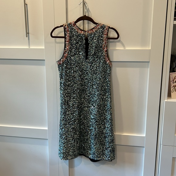 Anthropology! Carin Bahl astronomy black sequin sleeveless shift dress size 8 - Picture 4 of 9